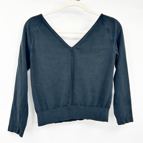 NWOT Akris Womens Elevated Basic Minimalist Mulberry Silk Blend V-Neck Top Black - Picture 6 of 6